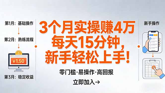 我3 个月实操赚了 4 万 ，每天操作15分钟，新手也能轻松上手！-老莫涯