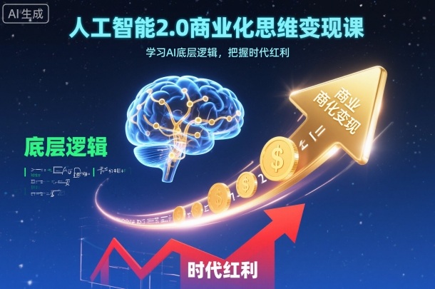 人工智能2.0商业化思维变现课，学习AI底层逻辑，把握时代红利-老莫涯