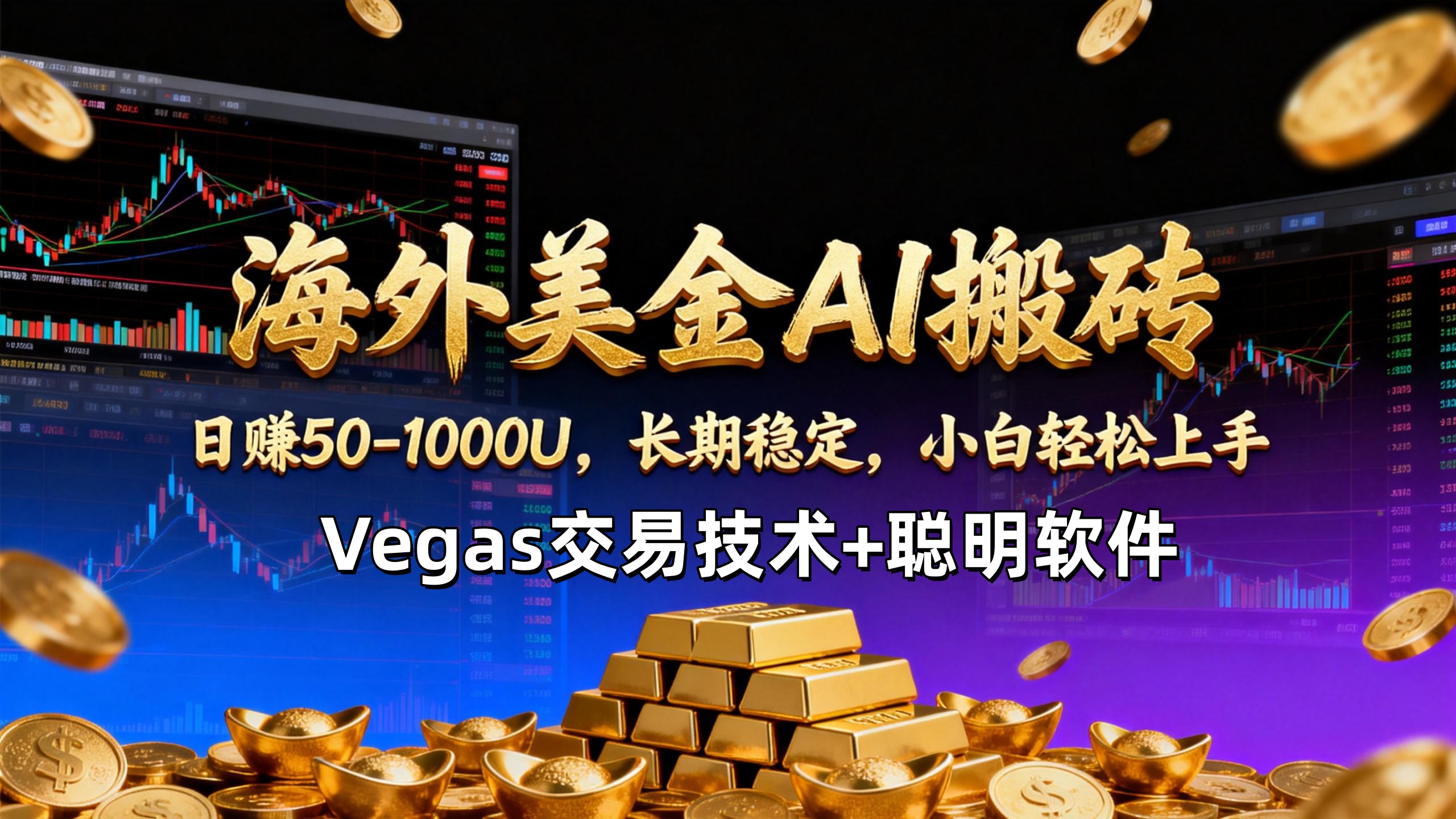 【海外美金AI搬砖】Vegas交易技术+聪明软件，日赚50-1000U，长期稳定，小白轻松上手。-老莫涯