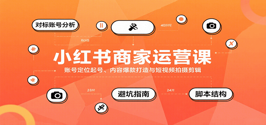 小红书商家运营课，账号定位起号、内容爆款打造与短视频拍摄剪辑-老莫涯