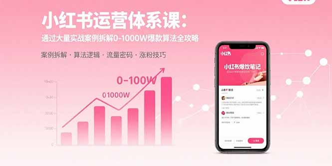 小红书运营体系课：通过大量实战案例拆解0-1000W爆款算法全攻略-老莫涯