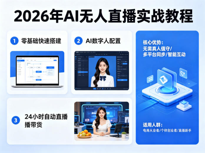 2026年AI无人直播实战教程，零基础也能快速搭建AI数字人无人直播间，实现24小时自动直播带货-老莫涯