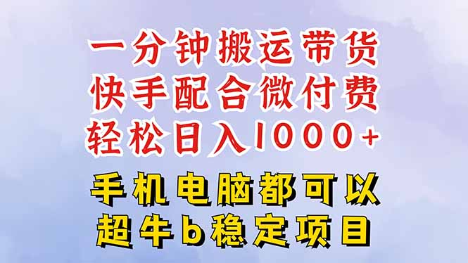 快手黑科技一分钟搬运带货，一刀不剪过原创，微付费投流玩法，轻松日入…-老莫涯