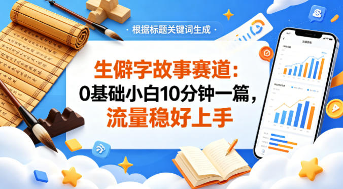 公众号流量主——生僻字故事赛道，流量稳，好上手，0基础小白也能10分钟一篇-老莫涯