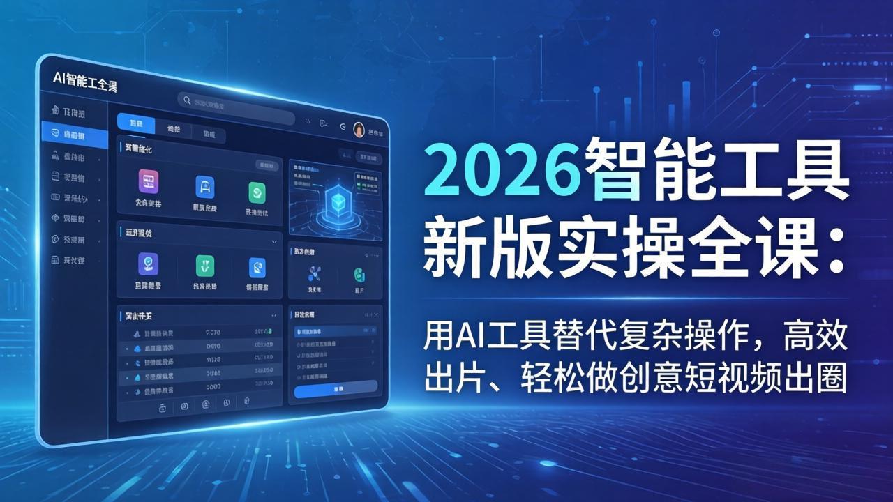 2026智能工具新版实操全课：用AI工具替代复杂操作，高效出片、轻松做创意短视频出圈-老莫涯
