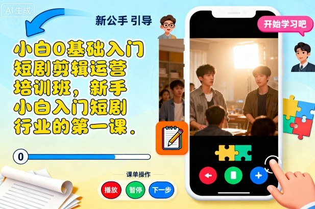 小白0基础入门短剧剪辑运营培训班，新手小白入门短剧行业的第一课-老莫涯