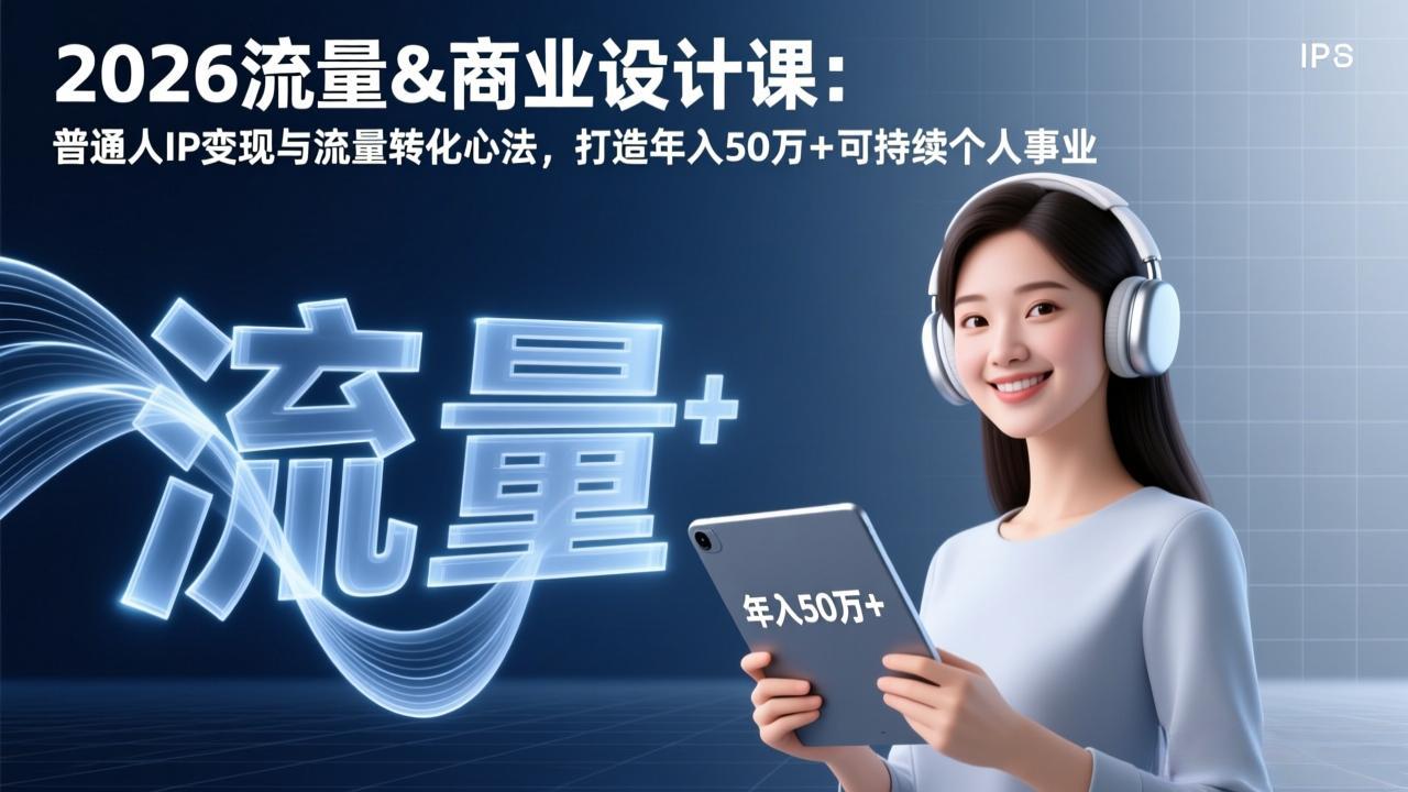 2026流量&商业设计课：普通人IP变现与流量转化心法，打造年入50万+可持续个人事业-老莫涯