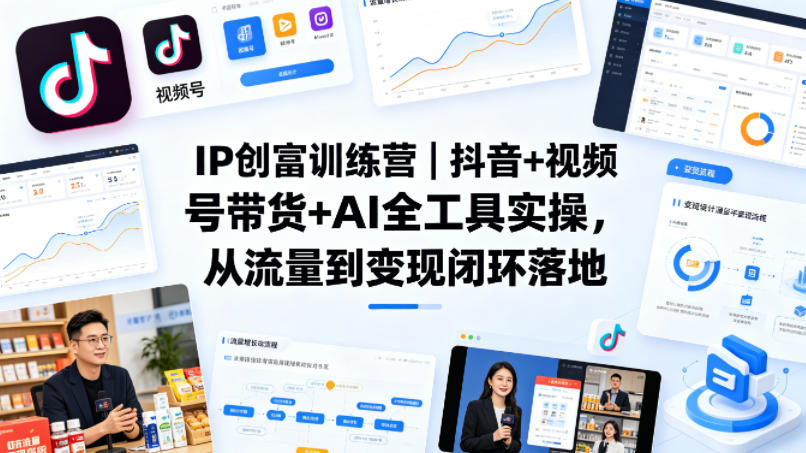 IP创富训练营｜抖音+视频号带货+AI全工具实操，从流量到变现闭环落地-老莫涯