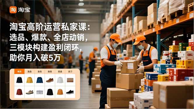 淘宝高阶运营私家课：选品、爆款、全店动销，三模块构建盈利闭环，助你月入破5万(更新12月-老莫涯