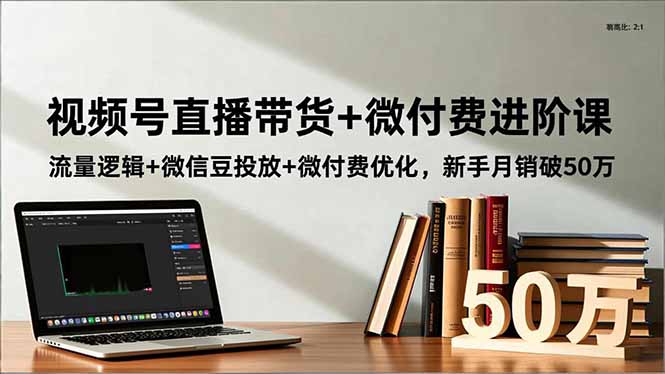 视频号直播带货+微付费进阶课：流量逻辑+微信豆投放+微付费优化，新手月销破50万-老莫涯