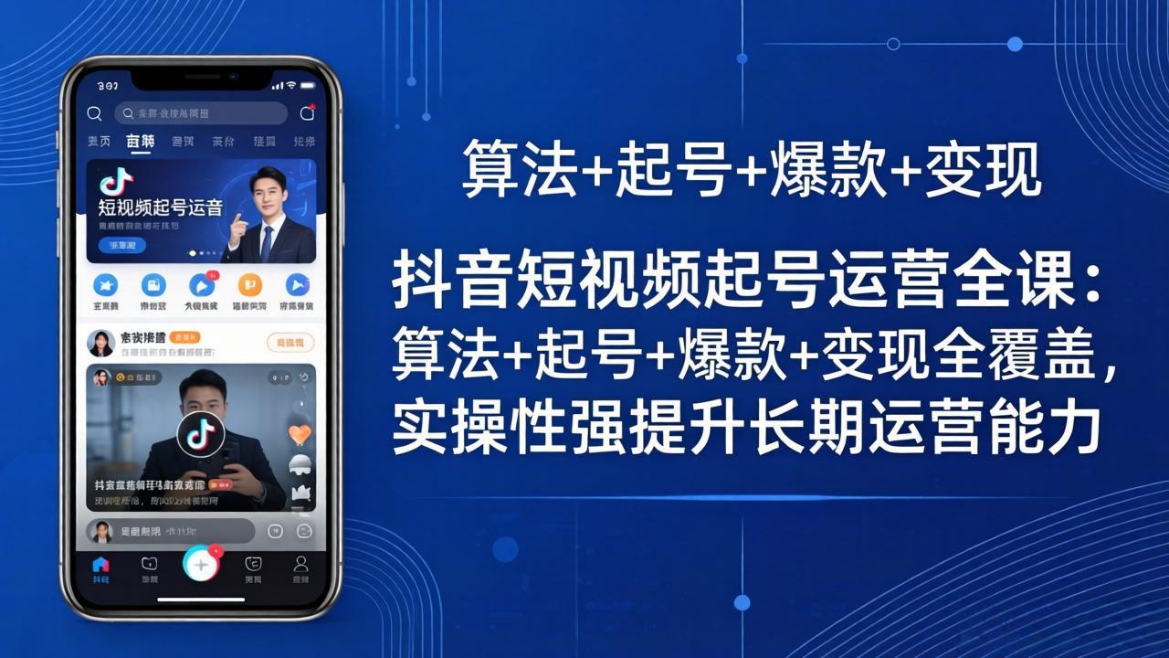 抖音短视频起号运营全课：算法+起号+爆款+变现全覆盖，实操性强提升长期运营能力-老莫涯