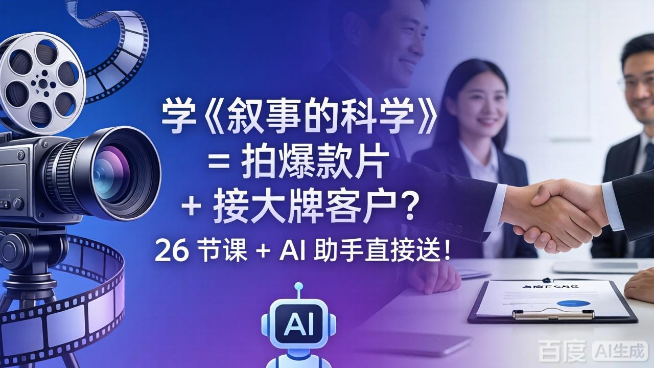 学《叙事的科学》= 拍爆款片 + 接大牌客户？26 节课 + AI 助手直接送！-老莫涯