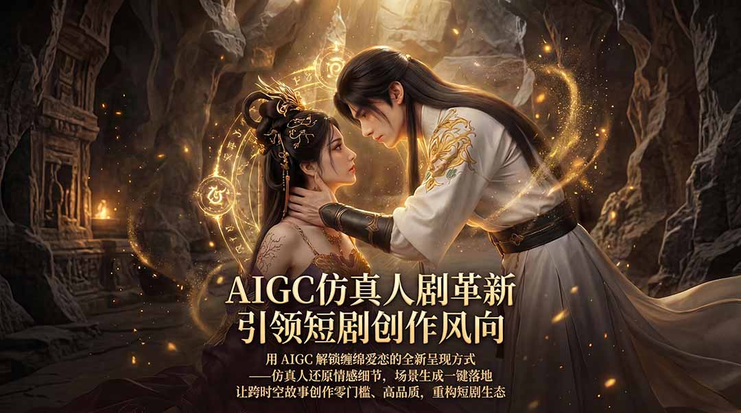 AIGC 仿真人短剧创作革新，解锁仙侠爱恋全新呈现，一键出高质场景，零门槛打造爆款剧集-老莫涯