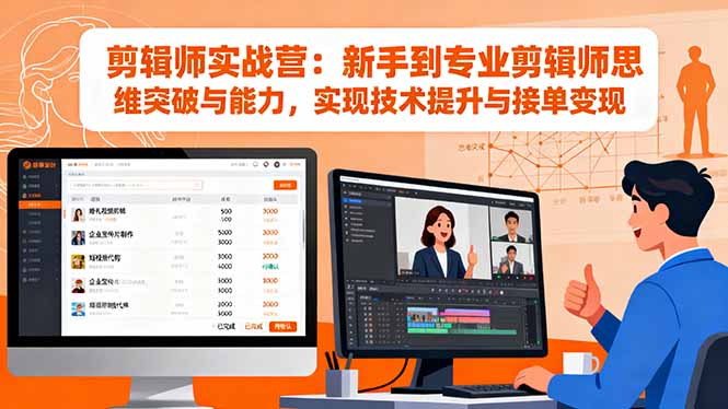 剪辑师实战营：新手到专业剪辑师思维突破与能力，实现技术提升与接单变现-老莫涯