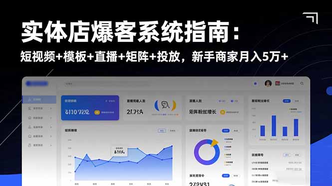 实体店爆客系统指南：短视频+模板+直播+矩阵+投放，新手商家月入5万+-老莫涯