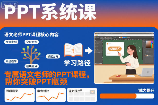 PPT系统课，专属语文老师的PPT课程，帮你突破PPT瓶颈-老莫涯
