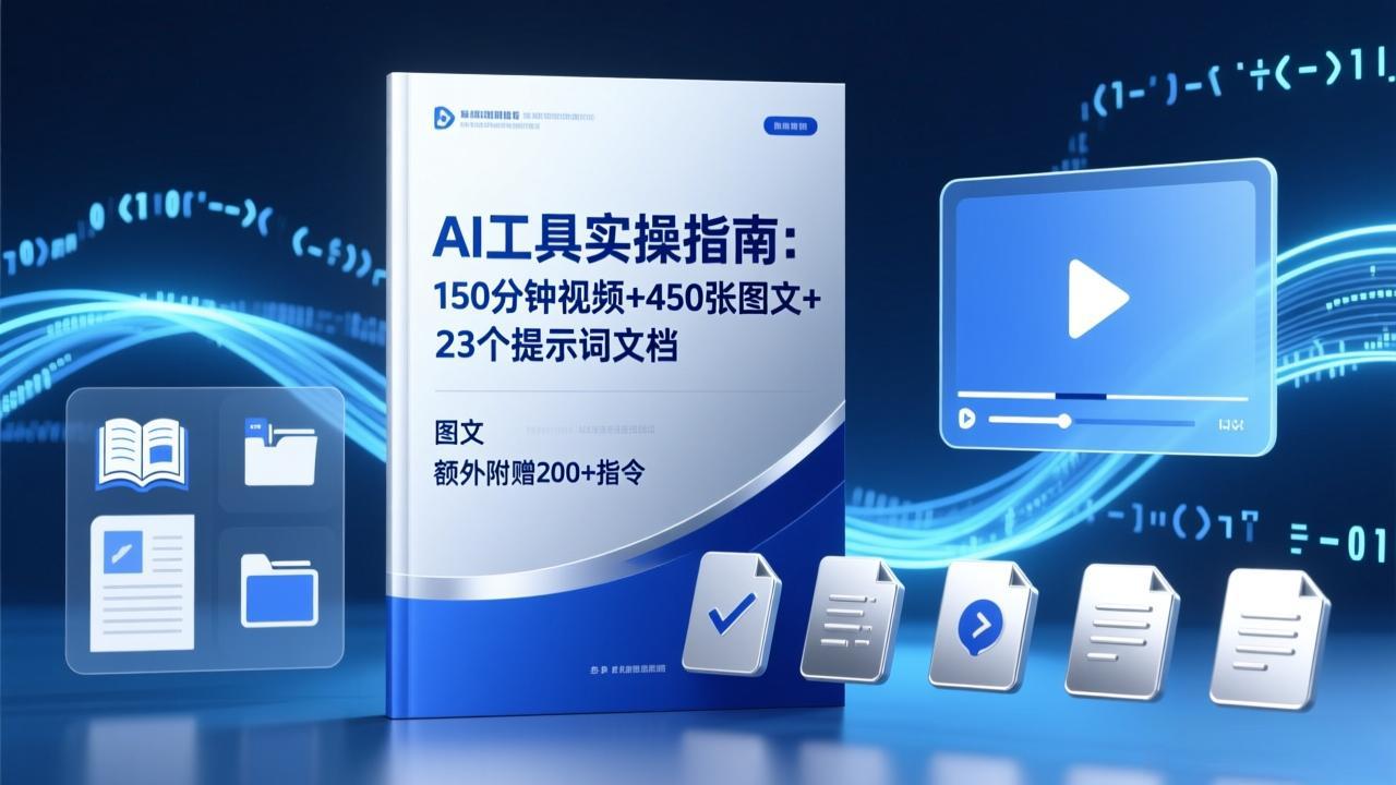AI工具实操指南：150分钟视频+450张图文+23个提示词文档，额外附赠200+指令-老莫涯