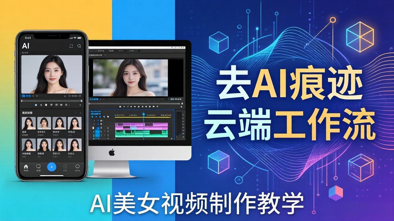 AI美女视频制作教学：去AI痕迹，云端工作流出图，手机电脑均可，不需要配置-老莫涯