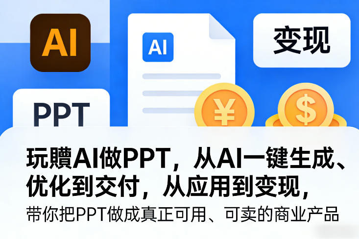 玩賺AI做PPT，从AI一键生成、优化到交付，从应用到变现，带你把PPT做成真正可用、可卖的商业产品(更新0421)-老莫涯