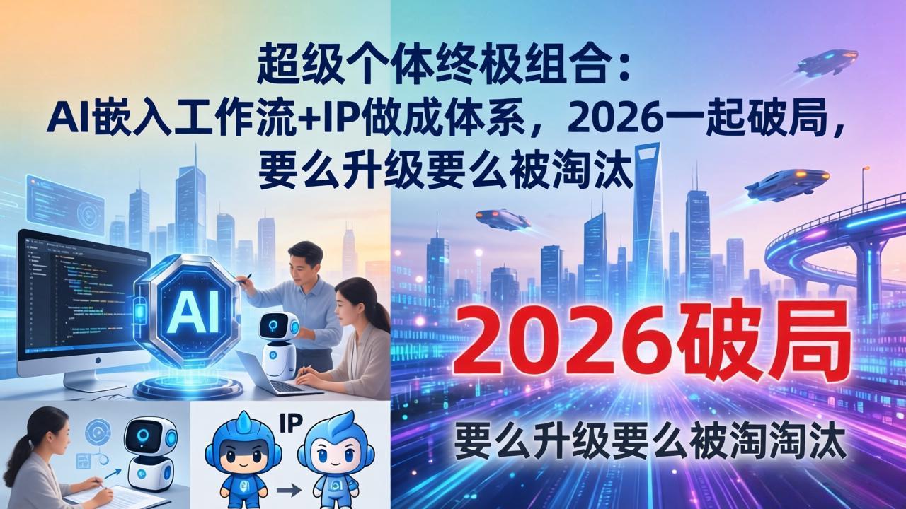 超级个体终极组合：AI嵌入工作流+IP做成体系，2026一起破局，要么升级要么被淘汰-老莫涯