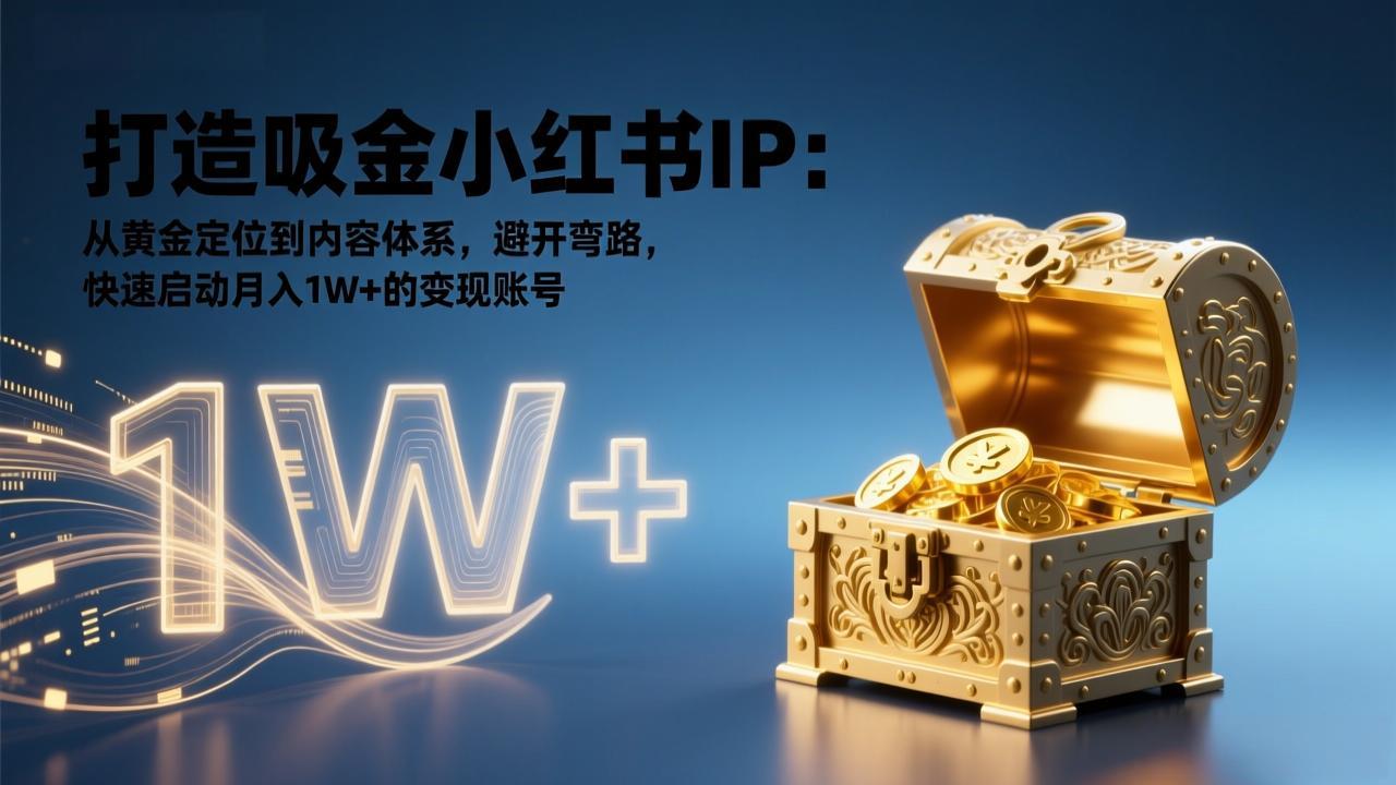 打造吸金小红书IP：从黄金定位到内容体系，避开弯路，快速启动月入1W+的变现账号-老莫涯