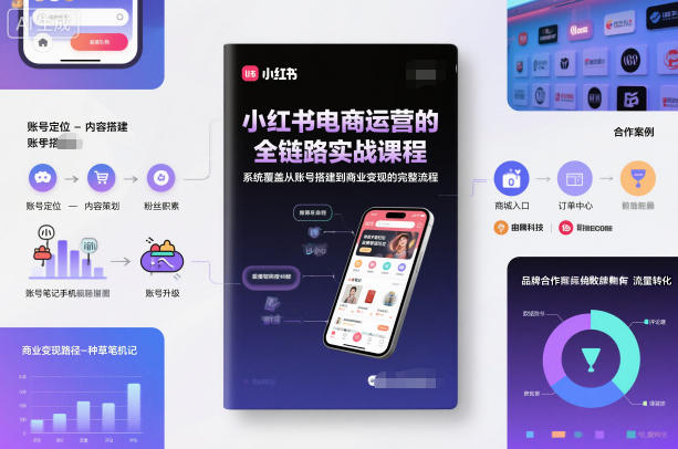 小红书电商运营的全链路实战课程，系统覆盖从账号搭建到商业变现的完整流程-老莫涯