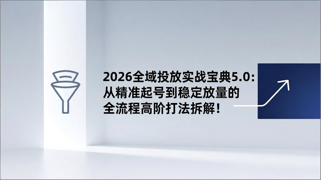 2026全域投放实战宝典5.0：从精准起号到稳定放量的全流程高阶打法拆解！-老莫涯