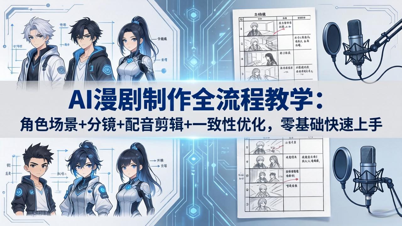 AI漫剧制作全流程教学：角色场景+分镜+配音剪辑+一致性优化，零基础快速上手-老莫涯