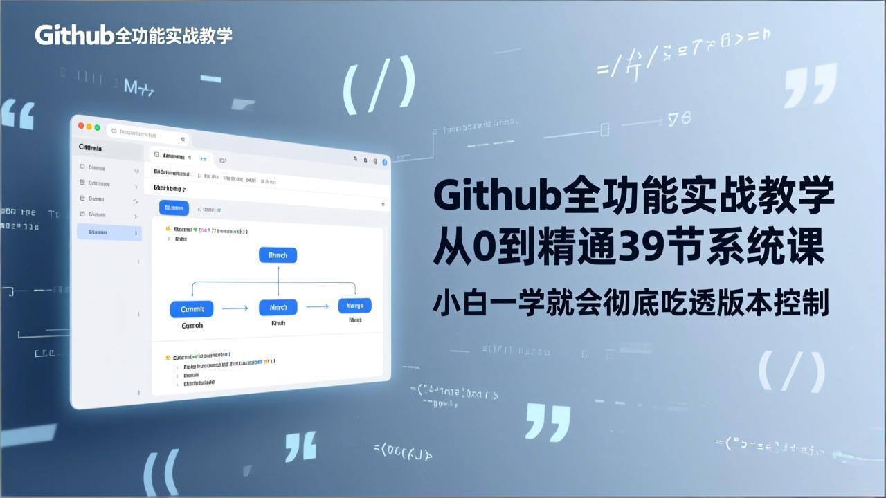 GitHub-全功能实战教学，从0到精通39节系统课，小白一学就会彻底吃透版本控制-老莫涯