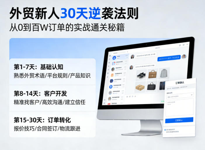 外贸新人30天逆袭法则，教你从0到百W订单的实战通关秘籍-老莫涯