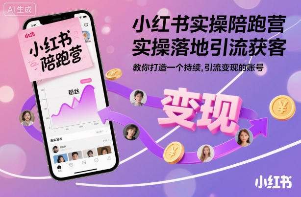 小红书实操陪跑营，实操落地引流获客，教你打造一个持续引流变现的账号-老莫涯