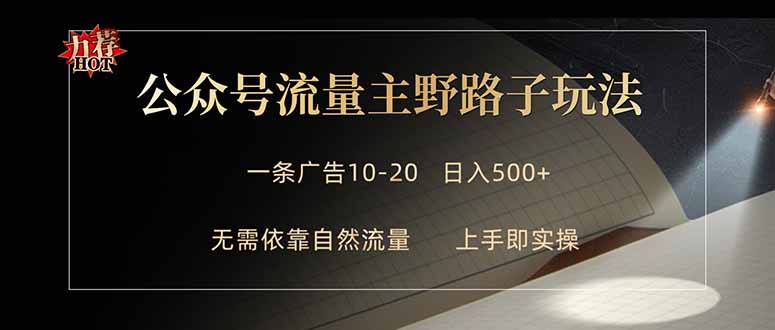 公众号流量主野路子玩法 单条广告10-20元 日入500+-老莫涯