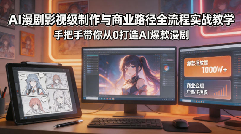 AI漫剧影视级制作与商业路径全流程实战教学，手带你从0打造AI爆款漫剧-老莫涯