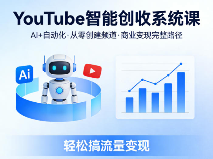 YouTube智能创收系统课，AI+自动化，从零创建YouTube频道并实现商业变现的完整路径，轻松搞流量变现-老莫涯