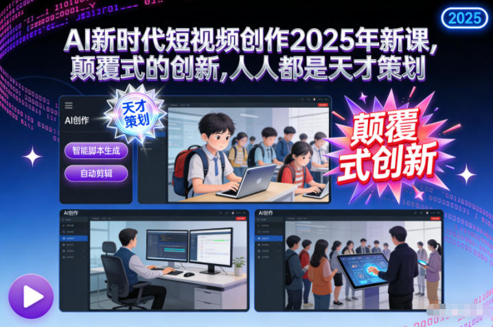 AI新时代短视频创作2025年新课，颠覆式的创新，人人都是天才策划-老莫涯