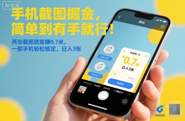 手机截图掘金，简单到有手就行！两张截图就能賺0.7米，一部手机轻松搞定，日入3张【揭秘】-老莫涯