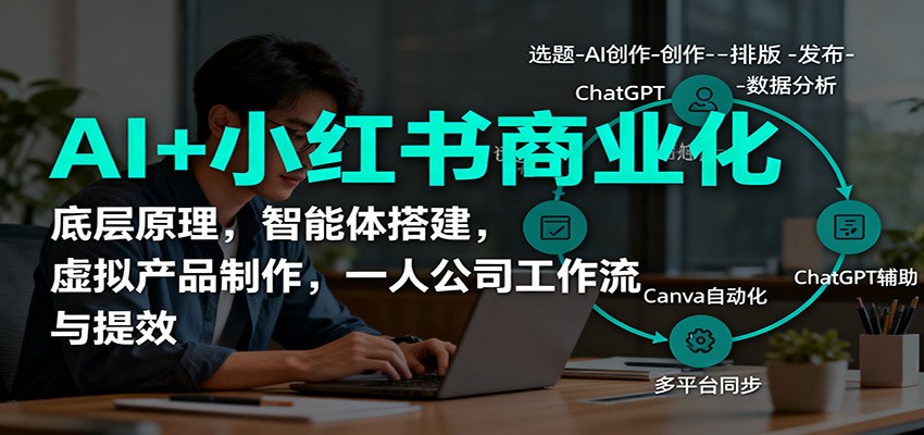 AI+小红书商业化，底层原理，智能体搭建，虚拟产品制作，一人公司工作流与提效-老莫涯