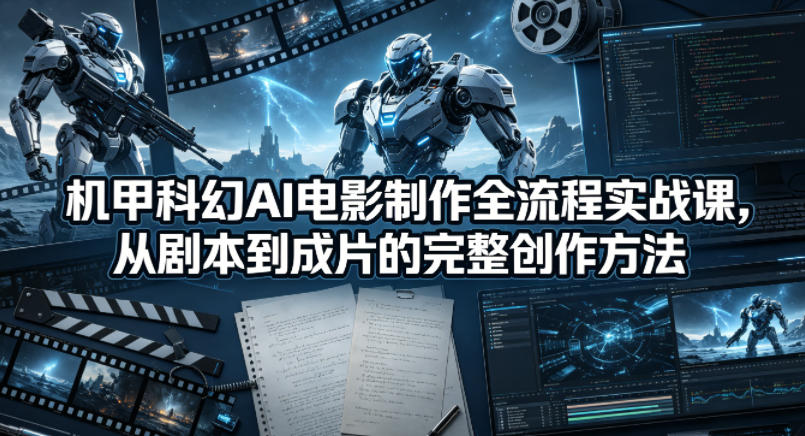 机甲科幻AI电影制作全流程实战课，从剧本到成片的完整创作方法-老莫涯