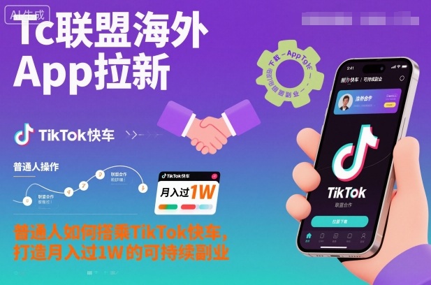 Tc联盟海外App拉新：普通人如何搭乘TikTok快车，打造月入过1W的可持续副业-老莫涯
