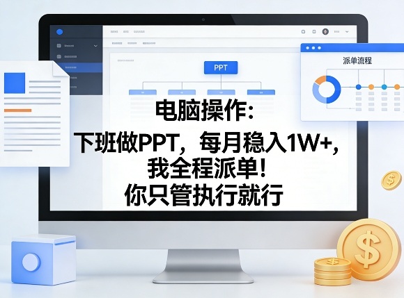 电脑操作：下班做PPT，每月稳入1W+，我全程派单！你只管执行就行【揭秘】-老莫涯