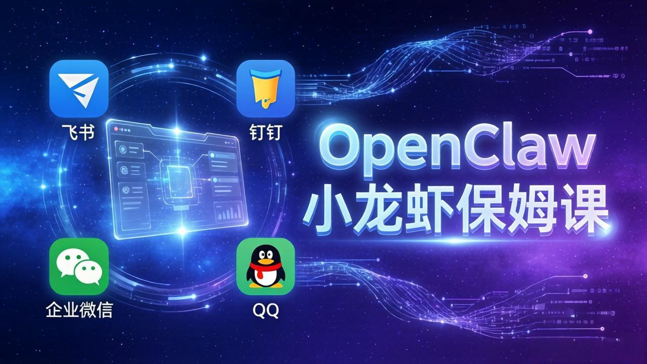 OpenClaw小龙虾保姆课： Windows/macOS/Linux/Docker全系统安装，飞书+钉钉+企业微信+QQ 全接入-老莫涯