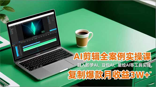 AI剪辑全案例实操课，融入即梦AI、豆包AI、星绘AI等工具实操，复制爆款月收益3W+-老莫涯