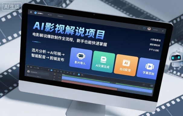 AI影视解说项目，电影解说爆款制作全流程，新手也能快速掌握-老莫涯