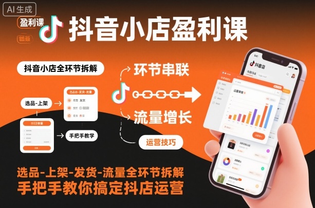 抖音小店盈利课-选品-上架-发货-流量全环节拆解，手把手教你搞定抖店运营-老莫涯