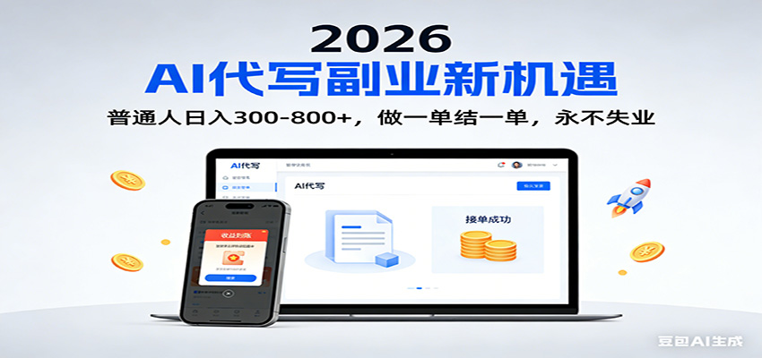 2026 副业首选！AI 代写日入 300-800，普通人0门槛，做一单结一单！-老莫涯