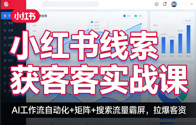 小红书线索获客实战课，AI工作流自动化+矩阵+搜索流量霸屏，拉爆客资-老莫涯