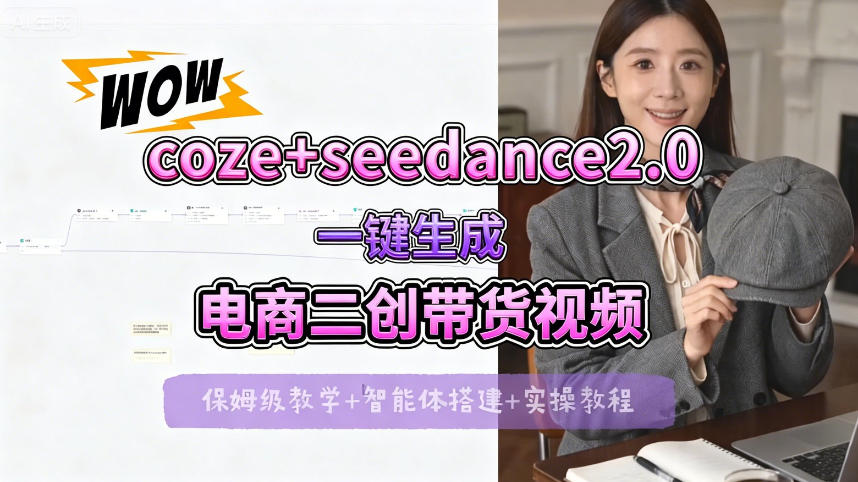 【Coze工作流搭建实操教程】seedance2.0+coze一键生成电商二创带货视频，全流程保姆级教学-老莫涯