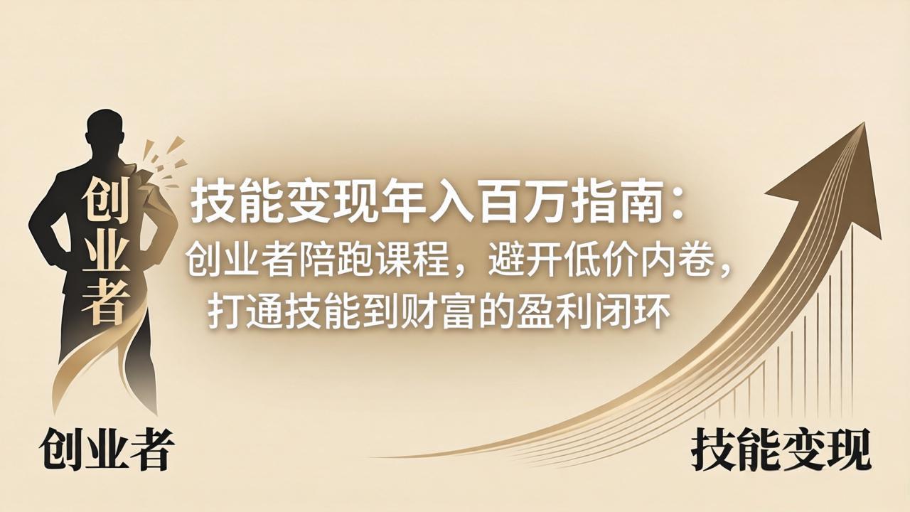 技能变现年入百万指南：创业者陪跑课程，避开低价内卷，打通技能到财富的盈利闭环-老莫涯