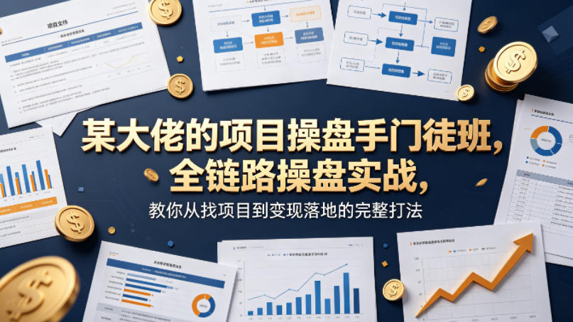 某大佬的项目操盘手门徒班，全链路操盘实战，教你从找项目到变现落地的完整打法-老莫涯