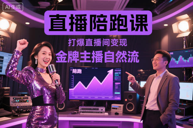 直播陪跑课，金牌主播自然流打爆直播间，复制高变现玩法-老莫涯